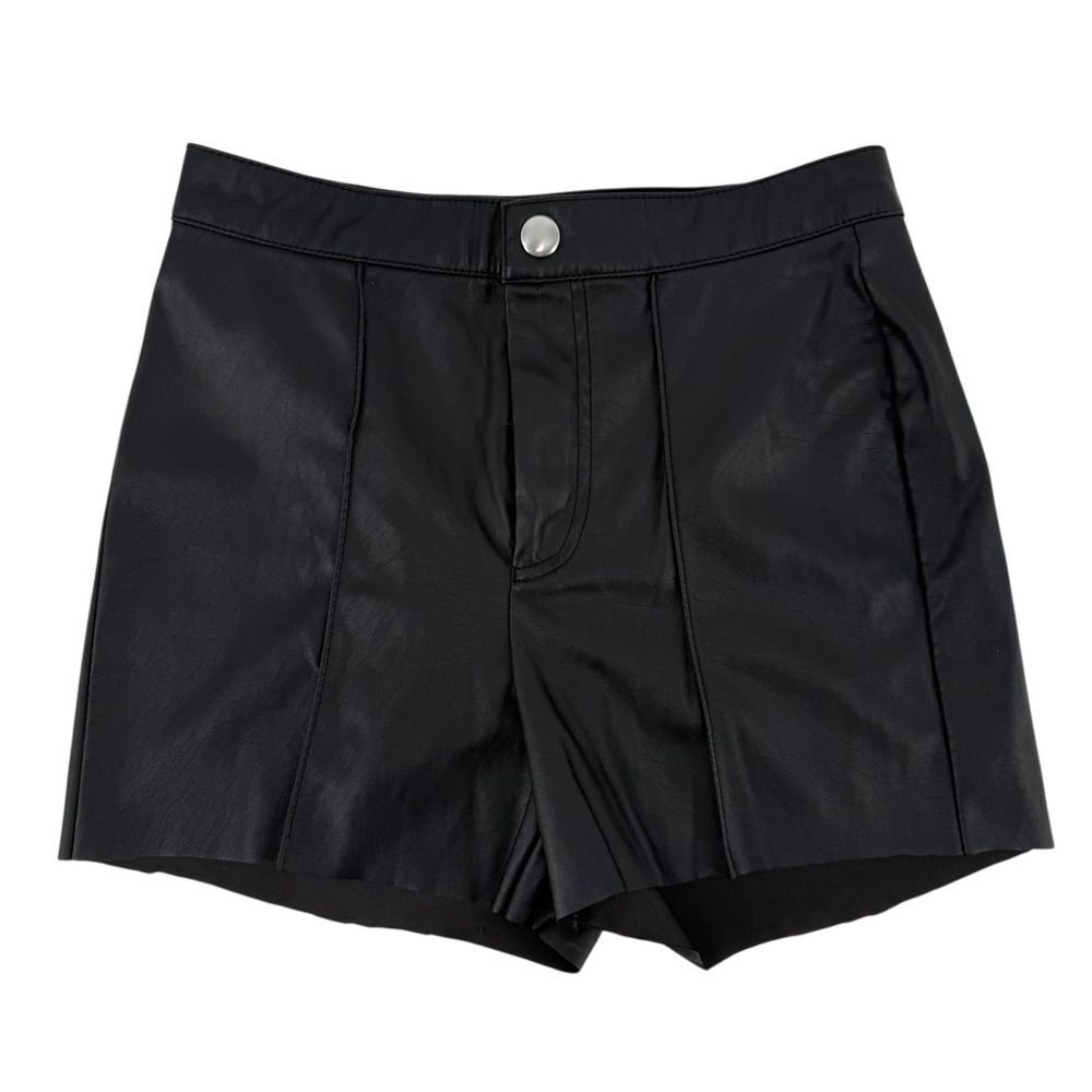 Wild Fable Shorts Size 0 Faux Leather High Rise Black Front Seam Biker Vegan